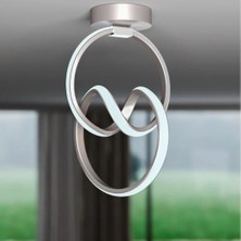 Emily Gri Tekli Plafonyer LED Beyaz Ultra Ledli Salon Mutfak Oda Hol Ledli Avize Gümüş