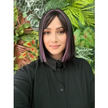 Aura Peruk Siyah Leylak Işıltılı Kısa Perçemli Della Modelimiz