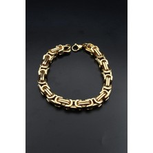 Prestige Paslanmaz Çelik Kral Model Bileklik 8mm Altın Kaplama 902602
