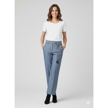 On Triko Beli Kuşaklı Geniş Paça Pantolon 74119