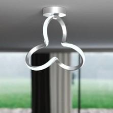 Clover Gri Tekli Plafonyer LED Beyaz Ultra Ledli Salon Mutfak Oda Hol Ledli Avize Gümüş