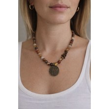 Bohera Kolye Akik ve Kaplangözü Doğal Taş Kolye Özgün Tasarım