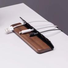 Clue Lüks Ahşap Kablo Tutucu ve Masa Düzenleyici - Çoklu USB Kablo Sabitleyici Stand