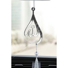 Özgürce Su Damlası Allah Yazılı Pleksi Dikiz Aynası Süsü, Gümüş Renk