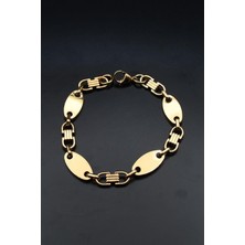 Prestige Gemici Model Paslanmaz Çelik Bileklik Altın KAPLAMA10MM 902604