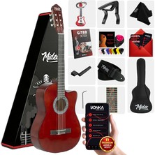 Midex CG-395BR Kahve Renk Kesik Klasik Gitar 4/4 Yetişkin Boy Sap Ayarlı Full Set