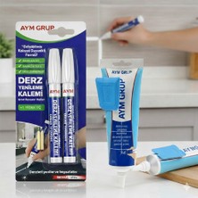 Aym Grup Derz Yenileme Seti - Beyaz Derz Kalemi (2 Yedek Uçlu) + Derz Dolgu Tamir Macunu Kararmış ve Çatlamış Seramik Araları Için Kalıcı Çözüm