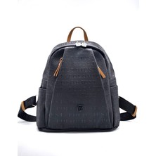 Miami Polo Just Polo Kadın Siyah Taba 9 Bölmeli Gofraj Baskılı Sırt Çantası