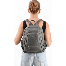 Mega Polo Yumuşak Deri Çok Bölmeli Kadın Sırt Çantası