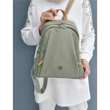 Miami Polo Just Polo Kadın Siyah Taba 9 Bölmeli Gofraj Baskılı Sırt Çantası