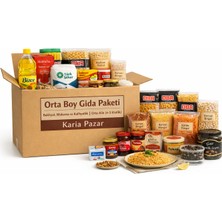 Karia Orta Boy Gıda Paketi | Bakliyat, Makarna ve Kahvaltılık | Orta Aile (4-5 Kişilik)