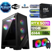 MSI Şafak-Gaming Pc | Yapay Zeka Destekli |intel Core Ultra 5 245KF | Rtx 5070 12GB | 32 GB Ddr5 Ram | H810 Anakart | 1tb Nvme 5000 4000 | 240MM Sıvı Soğutma -