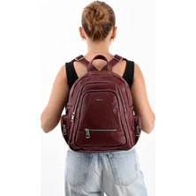 Mega Polo Lizbon/yumuşak Deri Çok Bölmeli Kadın Sırt Çantası