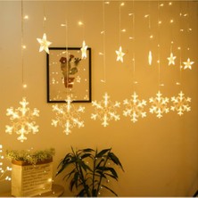farissu Kar Tanesi ve Yıldız LED Perde Işık - 8 Fonksiyonlu Günışığı Dekoratif Aydınlatma (Eklemeli Fişli)