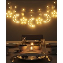 Kaia Life Ay ve Yıldız Desenli Perde Işık Ramazan Dekoratif LED Aydınlatma