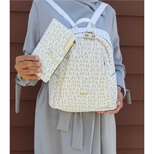 Just Polo Kadın Krem 4 Bölmeli Sırt Çantası TM2024