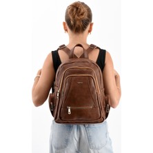 Mega Polo Lizbon/yumuşak Deri Çok Bölmeli Kadın Sırt Çantası