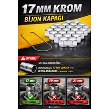 Özgürce 17 mm Krom Renk Bijon Kapağı, 20 Adet, Dayanıklı ve Şık Tasarım