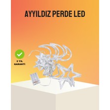 Kaia Life Yıldız ve Ay Figürlü Prizli Perde LED Işık Romantik Ortam Aydınlatması