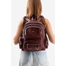 Mega Polo Lizbon Deri Çok Bölmeli Kadın Sırt Çantası