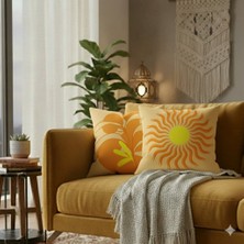 Harikabirev|kırlent Kılıfı & Nakışsız Dijital Baskı 2li (Sarı GÜNEŞ)|KRLNTKLF2Lİ