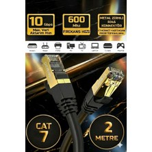 Derwell 2 Metre 2mt Yeni Nesil Cat7 UTP8C8P Ultra Hızlı Ethernet Kablosu Yüksek Hızlı Gigabit Destekli Internet Kablosu