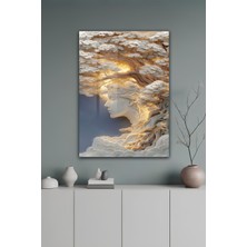 KutuTR Altın Işıltılı Kadın Silüeti ve Doğa Temalı Temperli Cam Tablo 50X70 cm 2d Uv Baskı - YCT080