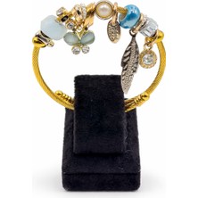 Pangu Deniz Kabuklu ve Yıldız Figürlü Altın Renk Çelik Charm Bileklik