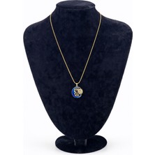 Pangu Altın Renk Güneş ve Ay Figürlü Mineli Çelik Kolye