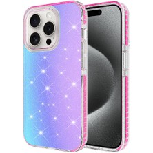 Gns Store Apple iPhone 15 Pro Kılıf Parlak Renk Geçişli Gnst Velle Kapak-Pembe Koyu