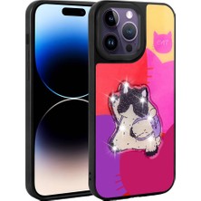 Gns Store Apple iPhone 14 Pro Kılıf Parlayan Kabartmalı Ikonik Figürlü Gnst Amas Silikon Kapak-Mor