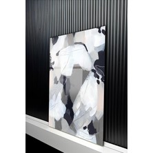 KutuTR Soyut Fırça Darbeli Vizon ve Antrasit Detaylı Temperli Cam Tablo 50X70 cm 2d Uv Baskı - YCT309