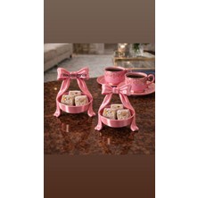 Toz Pembe Fiyonk Tasarımlı Kahve Yanı Sunumluk 2'li