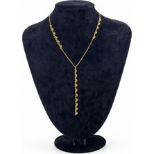 Pangu Altın Renk Ay Detaylı Y Model Çelik Kolye