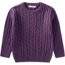 Cigit Saç Örgülü Kazak 1-8 Yaş Mor