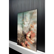 KutuTR Fırça Darbeli Pastel Tonlarda Çiçek Temalı Temperli Cam Tablo 50X70 cm 2d Uv Baskı - YCT181