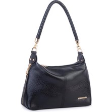 Nas 1515 Kadın Şık Örgülü El Yapımı Askılı Omuz ve Çapraz Çanta Siyah