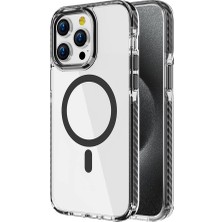 Gns Store Apple iPhone 15 Pro Max Kılıf Magsafe Şarj Özellikli Airbagli Takılabilir Askı Aparatlı Gnst Nana Kapak-Siyah