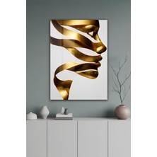 KutuTR Altın Şeritli Kadın Silüeti Temalı Temperli Cam Tablo 50X70 cm 2d Uv Baskı - YCT056
