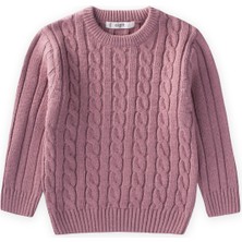 Cigit Saç Örgülü Kazak 1-8 Yaş Gül Kurusu