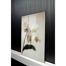 KutuTR Minimalist Soft Tonlu Beyaz Orkide Tasarımlı Temperli Cam Tablo 50X70 cm 2d Uv Baskı - YCT297