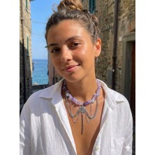 Bohera Ametist Doğal Taş Tasarım Kolye