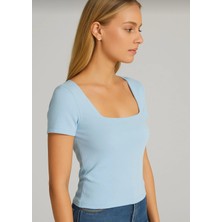 Gkc Butik Mavi Kare Yaka Body