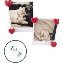 5'li Kalpli Magnet Seti Kırmızı Renkli PLA Malzemeden Dekoratif Fotoğraf ve Not Tutucu