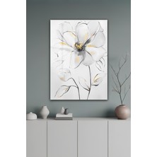 KutuTR Altın Varak Detaylı Minimalist Çiçek Desenli Temperli Cam Tablo 50X70 cm 2d Uv Baskı - YCT121