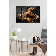 KutuTR Siyah Zemin Gold Soyut Desenli Temperli Cam Tablo 50X70 cm 2d Uv Baskı - YCT036