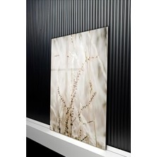 KutuTR Minimalist Estetik Kuru Otlar ve Başaklar Temalı Temperli Cam Tablo 50X70 cm 2d Uv Baskı - YCT158