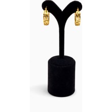 Pangu Altın Renk Geometrik Motifli Halka Çelik Küpe