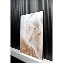 KutuTR Modern Bohem Tarzı Uçuşan Tül ve Başak Detaylı Cam Tablo 50X70 cm 2d Uv Baskı - YCT261