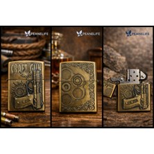 Peanelife Kabartmalı Desenli Benzinli Metal Çakmak 5,6 cm – Klasik Kapaklı